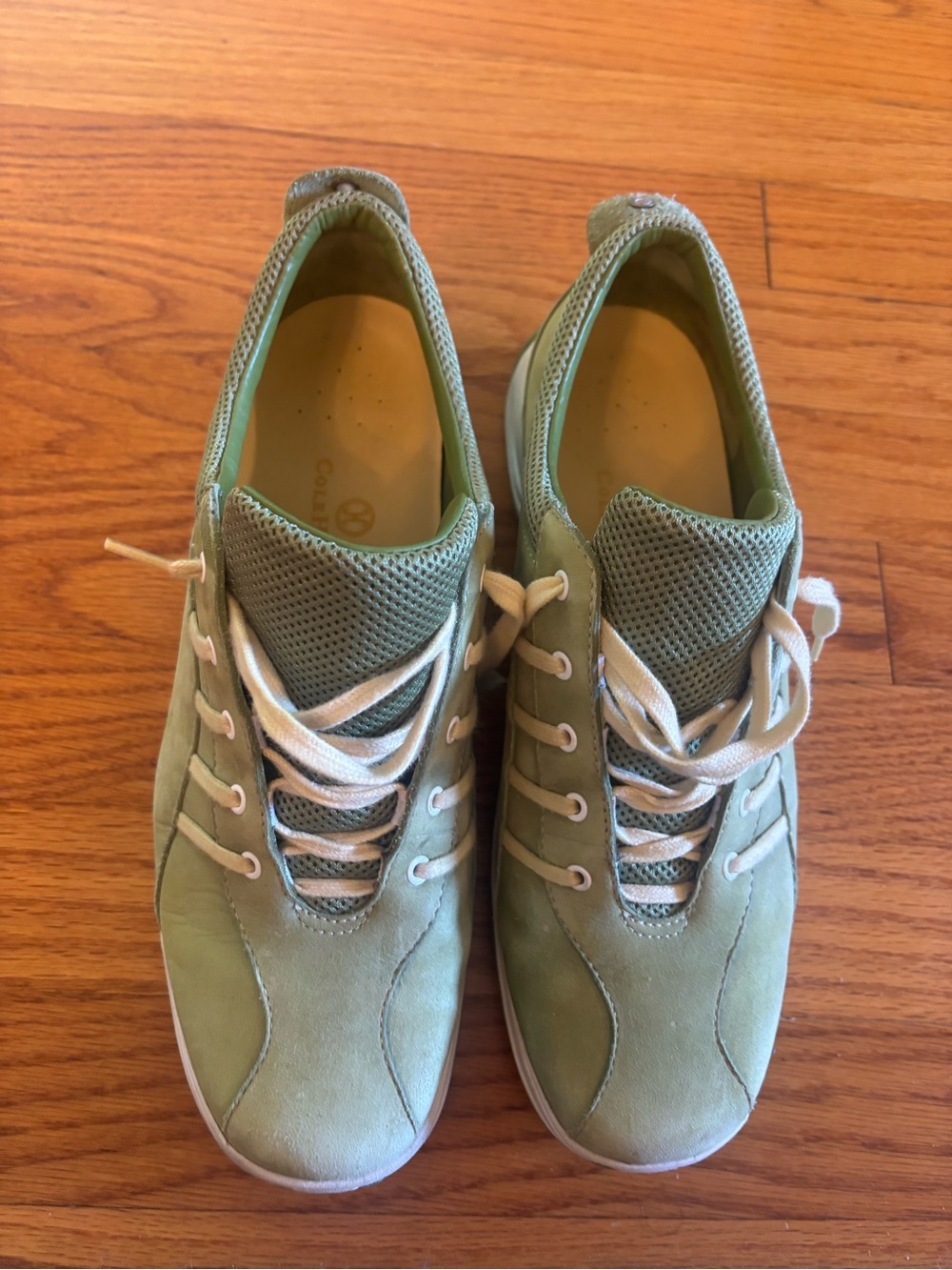 Cole Haan / Nike Air vintage green sneakers with yellow trim/laces